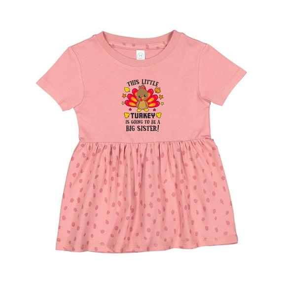 Inktastic This Little Turkey is Going to Be a Big Sister Girls Baby Dress