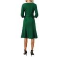 thumbnail image 3 of INSPIRE CHIC Women's Fishtails Dress with Brooch 3/4 Sleeve Boat Neck Funeral Dress with Belted M Pine Needle Green, 3 of 5