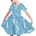 thumbnail image 6 of Spazoro Kids Girls A Line Dresses, Striped Short Sleeve Stretchy Wrinkle New Style Princess Dress for Child Girls Blue Size 4 T, 6 of 7