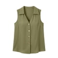 thumbnail image 3 of cocolona Womens Summer Tank Tops Sleeveless Lapel Button Back Pleated Shirts Dressy Casual Solid Color Blouses, 3 of 5
