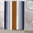 thumbnail image 5 of Fabric Shower Curtain, Boho Brown and Navy Blue Striped Tribal Farmhouse Style Shower Curtains with 12 Hooks Waterproof Machine Washable Bath Curtains for Bathroom, 72 x 96in, 5 of 6