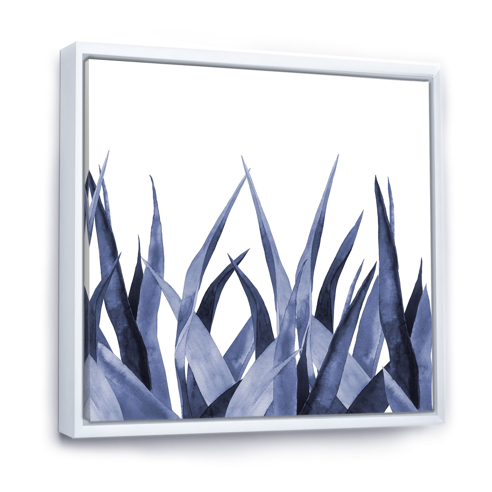 Designart 'Close Up Navy Blue Agave Leaves' Traditional Framed Canvas Wall Art Print