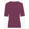 thumbnail image 4 of Women's Short Sleeve V Neck Casual Basic Solid Color Pullover Lightweight Soft Knit T-Shirt Tops, 4 of 5