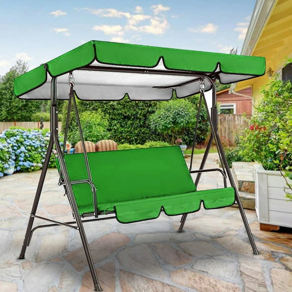 3 Seater Swing Canopy Set,64.56x44.88x5.91" Oxford Cloth Canopy Garden Swing Seat Replacement,Waterproof Sunproof Patio Swing Replacement Top & Cushion Cover