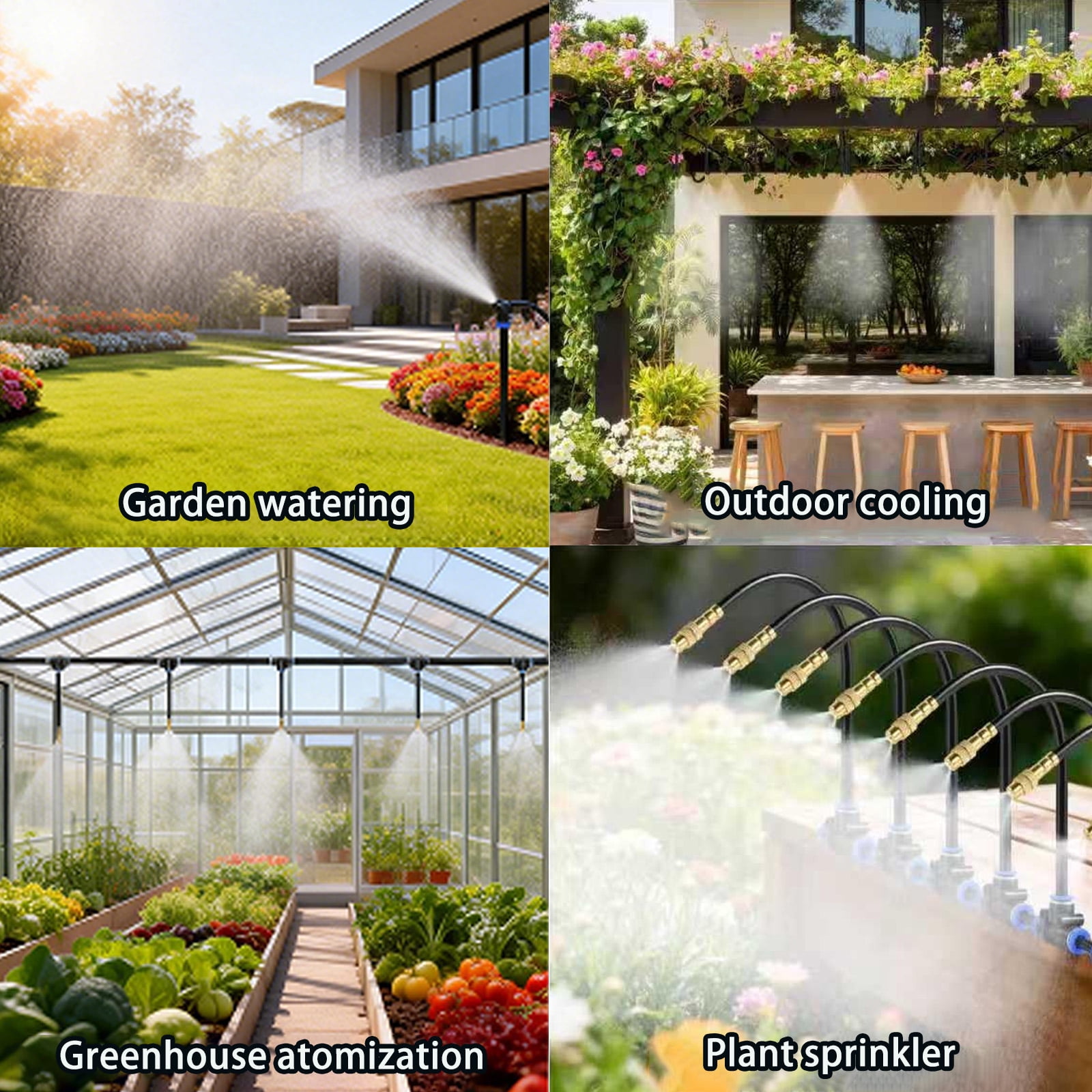 100Ft Drip Irrigation System Kit, Automatic Drip Irrigation Kit with 16pcs Adjustable Copper Nozzles,Automatic Atomizing Watering Sprinkler System for Outdoor,Raisedbed,Lawn,Greenhouse