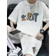 thumbnail image 3 of Chándal informal de moda de gran tamaño de verano, traje holgado para correr con diseño de gofre, camiseta holgada de manga corta y pantalones cortos deportivos, conjunto de 2 piezas para hombre, 3 of 5