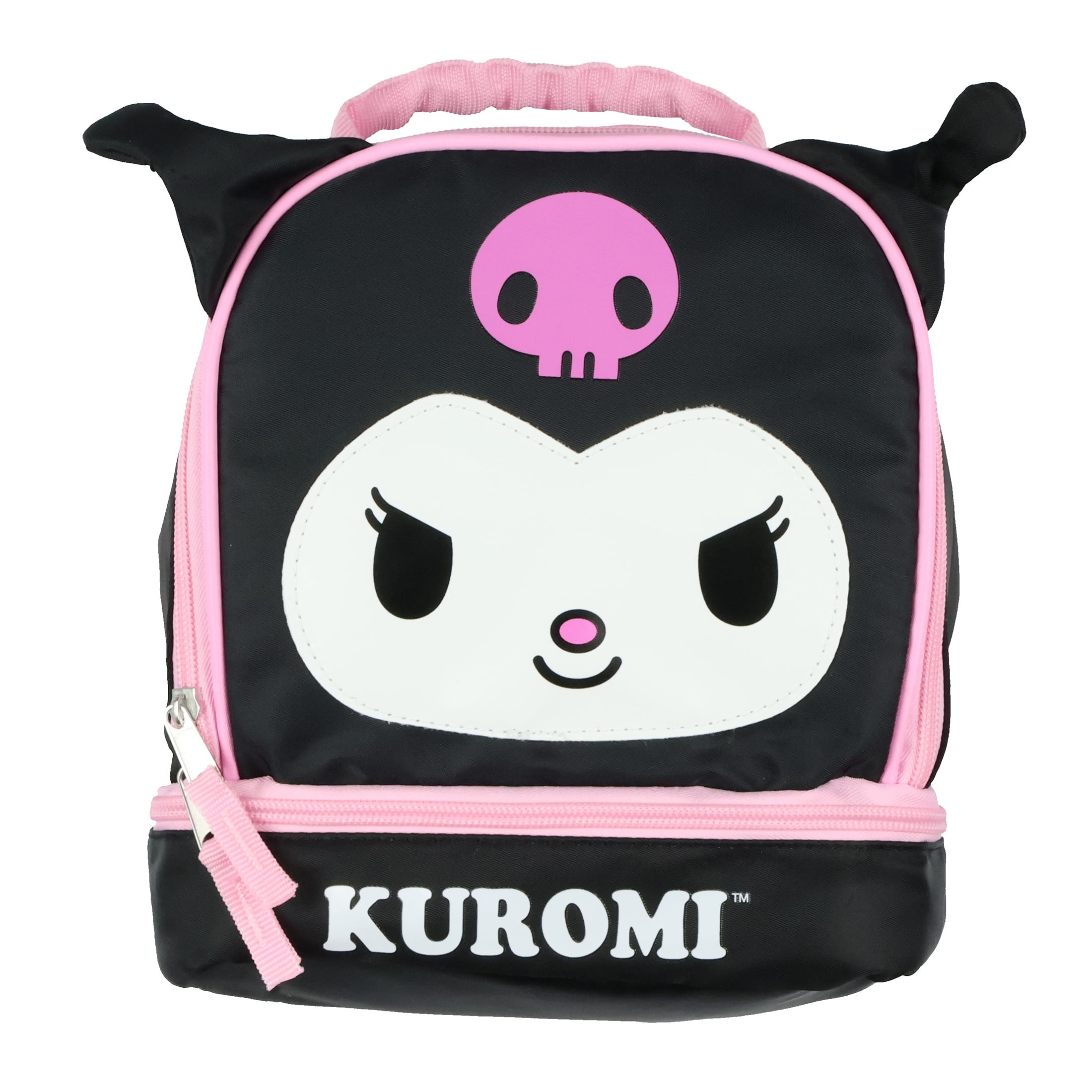 Sanrio Hello Kitty and Friends Lunch Box Kuromi Dual Compartment Insulated Lunch Tote Bag (Kuromi) 10"