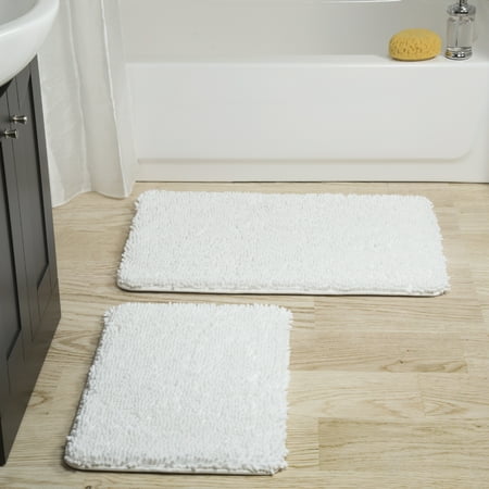 Somerset Home 2 Piece Memory Foam Bath Mat - White