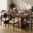 thumbnail image 1 of 71" Long Dining Table for 6-10 People - Farmhouse Kitchen Table with Extra Thick Tabletop & Heavy-Duty Metal Legs, Sturdy Rectangular Table for Dining Room, Conference Room, Office, Walnut, 1 of 9