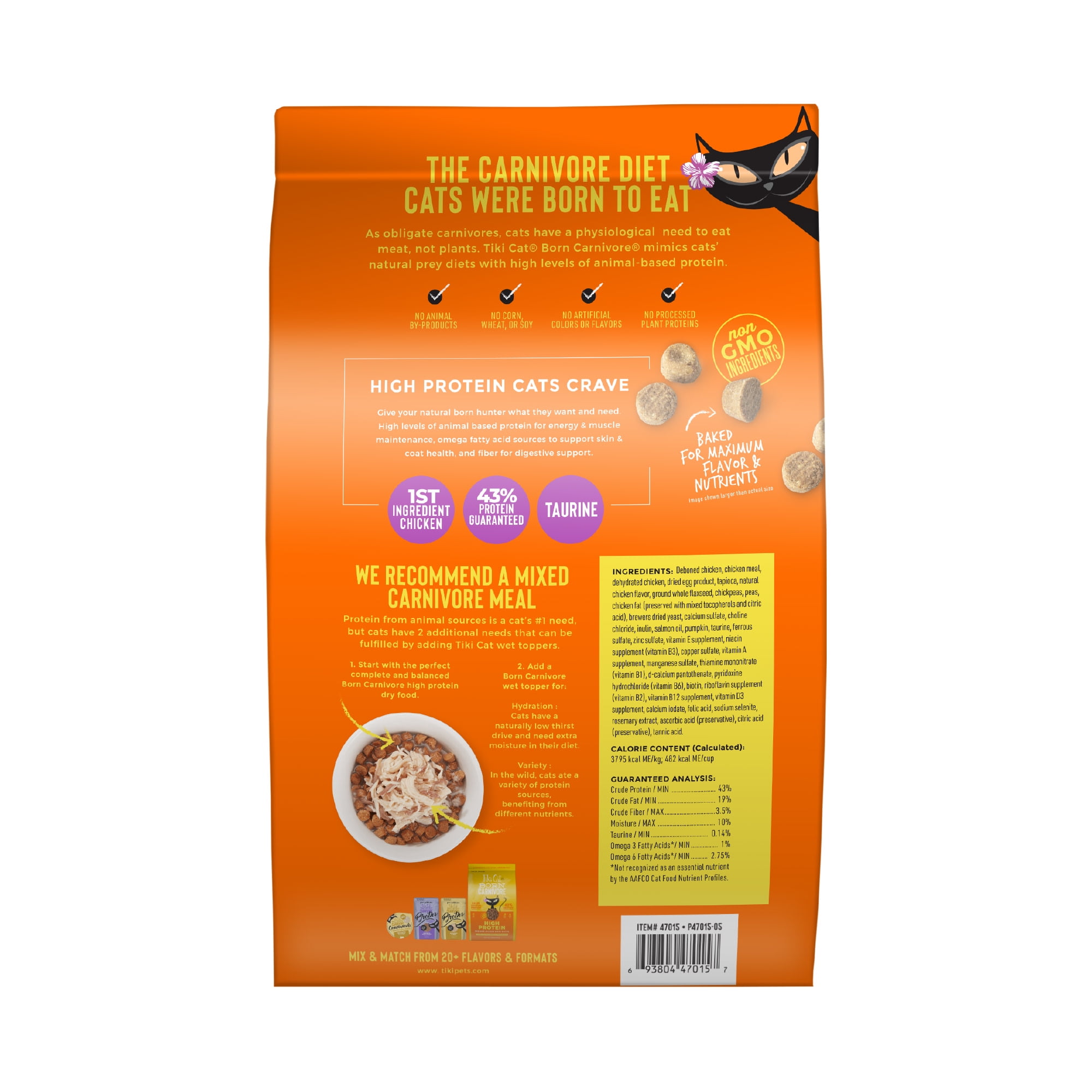 Tiki Cat Born Carnivore High Protein Dry Cat Food, Deboned Chicken & Egg, 11.1 lbs. Bag