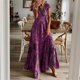 thumbnail image 5 of Vestidos largos bohemios Vintage de verano para mujer, Vestidos elegantes con estampado Floral, cuello en V, vacaciones de playa, Vestidos largos informales de Swing grande 2024, 5 of 5