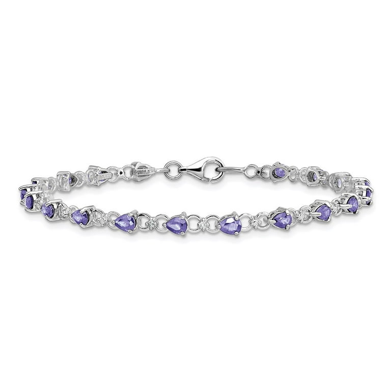 Tanzanite Bead Anklet Adjustable Length Rhodium-plated Tanzanite Bead Anklet Adjustable Length Rhodium-plated