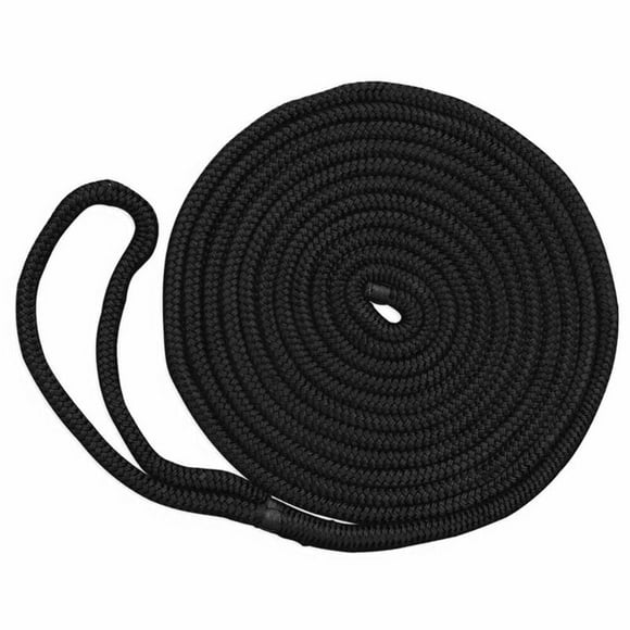 Cuerdas Dock Line New England 3/8 de doble trenza, negras, 4,6 m
