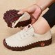 thumbnail image 2 of Zapatillas Planas Hechas A Mano Para Mujer, Zapatos De Piel Sintética Con Punta Redonda Y Cordones De Color Sólido, Zapatos Casuales Para Caminar, 2 of 4