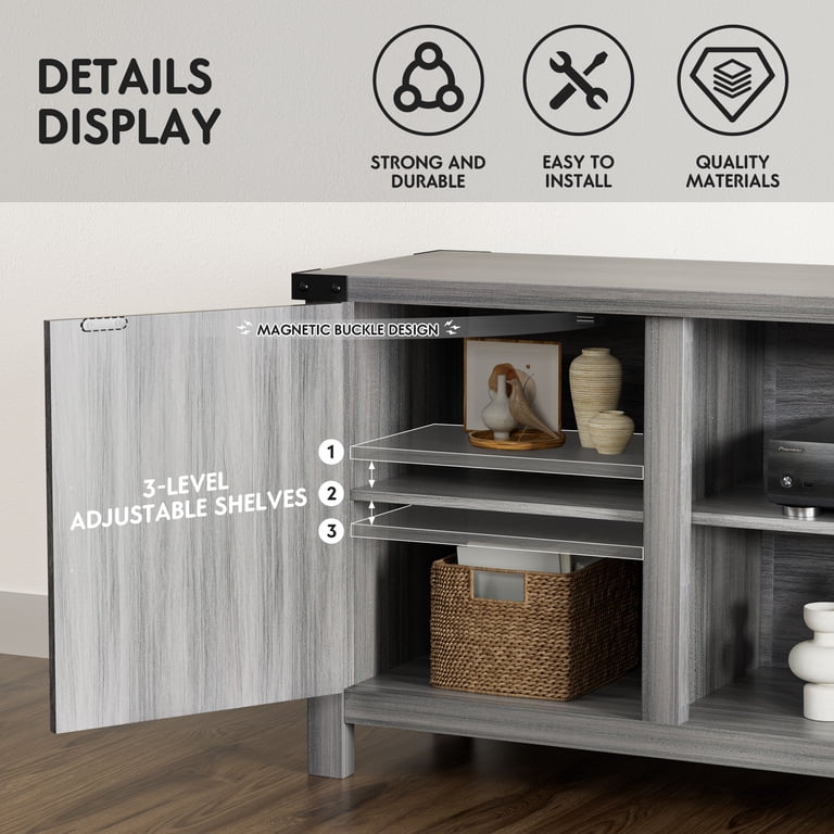 Vineego 58" Farmhouse Barn TV Stand, Light Gray photo 5
