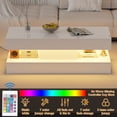 thumbnail image 6 of LED Coffee Table with Storage Shelf, High Glossy Faux Marble Storage Center Tables, Modern Stylish Double-Layer Accent Tables with Marbling Print for Living Room & Small Spaces,Pure White, 6 of 7