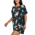 thumbnail image 2 of Bixox Women's Space Printed Pajama Set 2 Piece Lounge Set Top and Shorts Soft Pajamas, Shorts with Pockets, 2 of 7