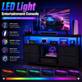 thumbnail image 2 of Tunmod 43 Inch TV Stand for 50/55 Inch TV, Entertainment Center with LED Lights & Power Outlets, Media Console Table with 4 Fabric Drawers & Open Shelves for Living Room Bedroom, 2 of 8