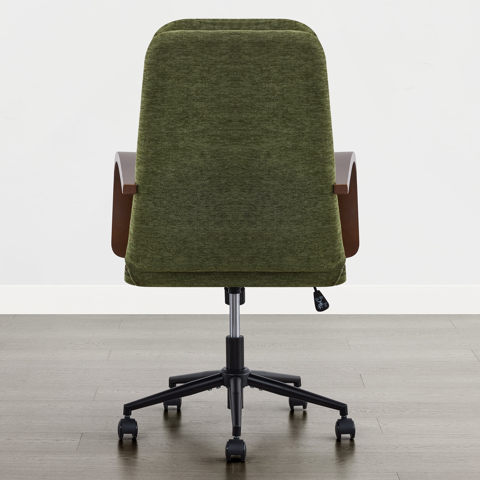 Spruce & Spring Modern Ergonomic Swivel Office Chair with Bentwood Arms, Upholstered High Back Desk Chair with Tilt Function and Durable Metal Base, Moss Green