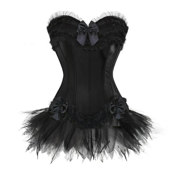 DailyTrove Women's Strapless Corset Tutu Dress, Contrast Trim, Cosplay & Themed Event Wear, Dramatic Fit