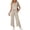 Khaki, variant on Purcolt Womens Two Piece Lounge Sets Summer Casual V Neck Tunic Tops with Elastic Waist Pants Lightweight Business Work Office Matching Outfits Set