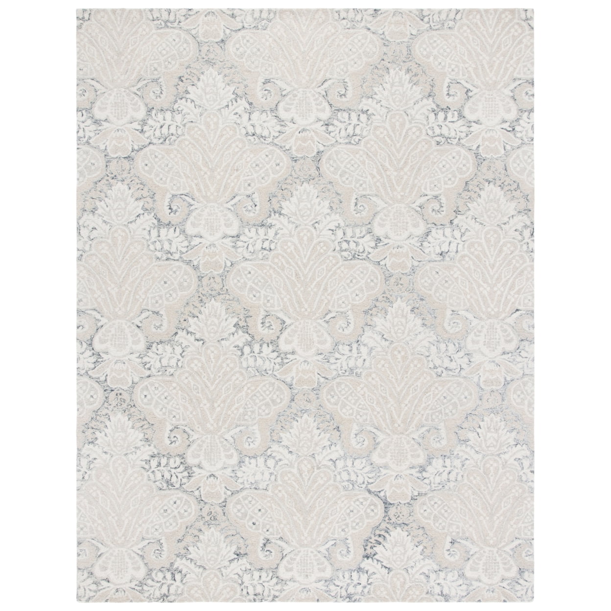 SAFAVIEH Micro-Loop Deziree Floral Runner Rug, Charcoal/Ivory, 2'3" x 5'