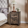 thumbnail image 5 of Merluxy Nightstand Set of 2 with Charging Station, Farmhouse Wood Bedside Table with Dark Oak, 5 of 8