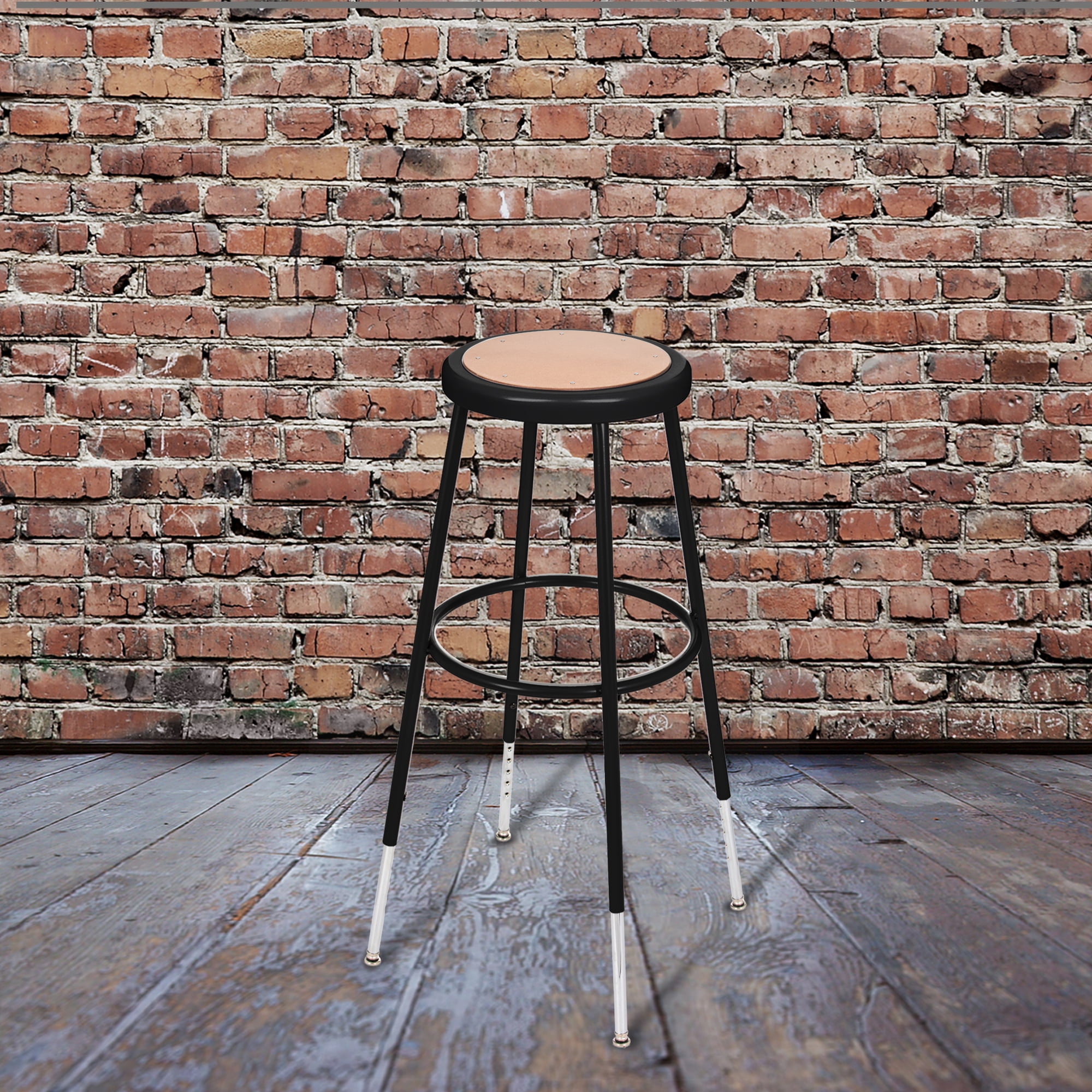 Hampden Furnishings Flynn Collection 32"-39" Adjustable Masonite/Steel Stool, Black, 2 PK