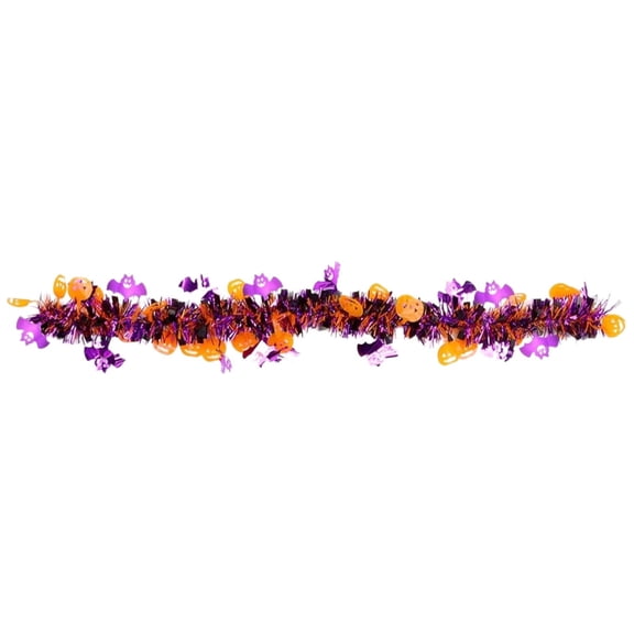 Clearance Under $1.49! 1 Roll Halloween Foil Garland, Pumpkin Bat Shiny Ribbon, for Door Wall Ceiling Decor