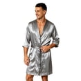 thumbnail image 3 of Bovxnpu Mens Robes Bathrobes 3/4 Sleeve Belted Silk Sleepwear Robe Sleepwear, 3 of 6