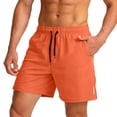 thumbnail image 5 of Men's 5-Inch Running Shorts Casual Lightweight Breathable Quick Dry Fabric with Drawstring Waist for Outdoor Jogging Gym Workout Daily Wear Mens Running Shorts,Saffron,L, 5 of 5