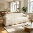 thumbnail image 4 of Stretch Textured Sofa Cover with Ruffled Skirt, 3-Seater Couch Slipcover for 75"-90" Sofa, Soft Seersucker Fabric Protector for Pets, Living Room Decor, Washable, 1PK, 4 of 6