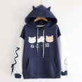 thumbnail image 3 of Mchoice Women Teen Girls Cat Hoodie Sweatshirt Cute Cat Ear Sleeping Cat Loose Casual Printed Pullover Sweatshirt, 3 of 3