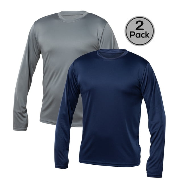 Blank Activewear Lot de 2 T-Shirts à Manches Longues pour Hommes, Tissu de Performance à Séchage Rapide