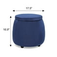 thumbnail image 5 of Homebeez Velvet Round Storage Ottoman, Footrest Stool With Removable Lid For Furniture Home Decoration,Navy Blue 17.5"D x 16.9"H, 5 of 6
