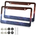 thumbnail image 2 of Coolnut Red Blue Lightning 2 Holes Car License Plate Frames 2PCS, Car License Plate Holder with Screw Caps Cover Set Automotive Exterior Parts Decoration for US Vehicles, 2 of 7