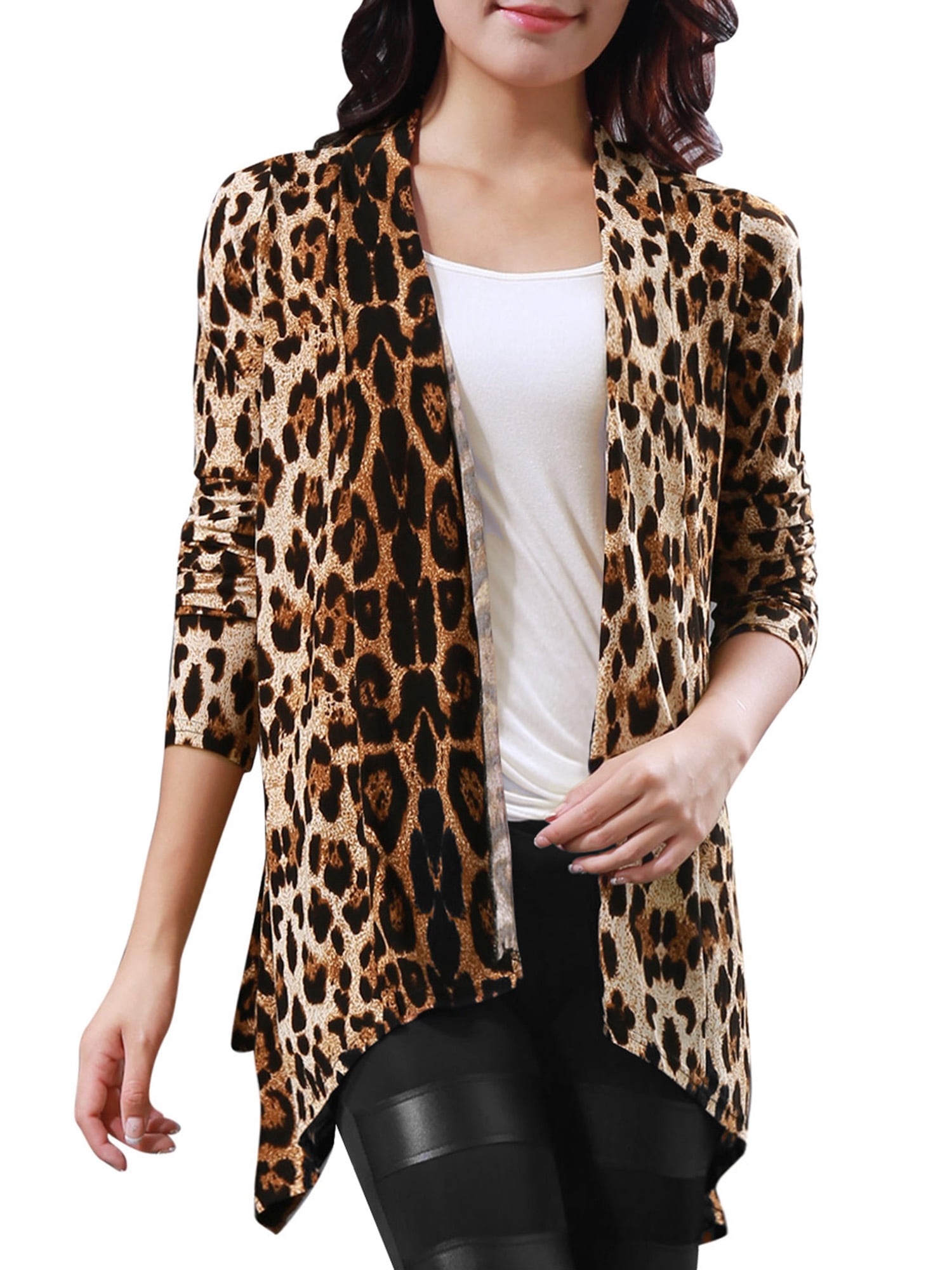 Front Leopard Print Cardigan - Walmart 