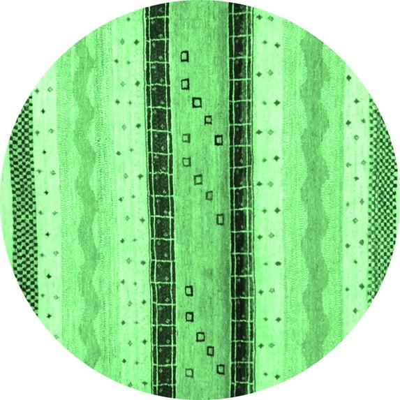 Ahgly Company Indoor Round Abstract Emerald Green Contemporary Area Rugs, 5' Round