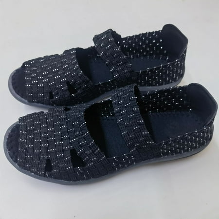 

Large Size 41 42 Elastic Hollow Woven Shoes Women‘s Elastic Band Casual Shoes Open Feet Moms Sandals