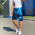 thumbnail image 5 of Bixox Men's Blue Fire Wolf printed lightweight casual shorts, soft sleep shorts with pockets., 5 of 5