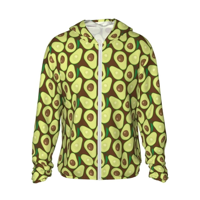 Lsque Motif Avocat UPF 50+ Léger Protection Solaire Chemise à Manches Longues pour Hommes et Femmes, Chandail à Capuchon Performance -TG