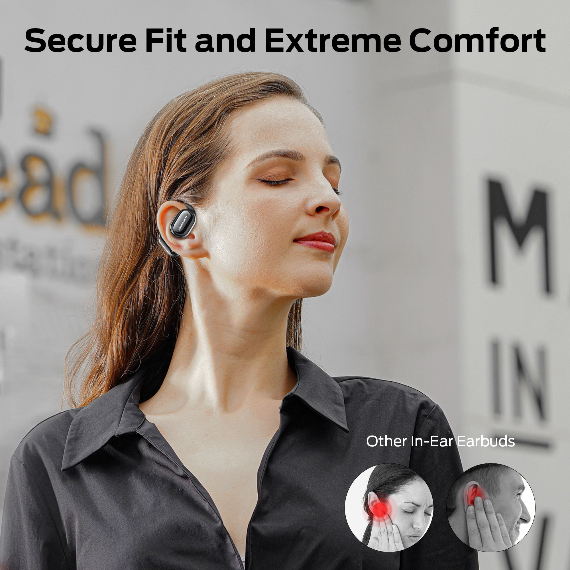 Monster Open Ear Headphones, Bluetooth 5.3 Wireless Headphones with Earhooks, Immersive Stereo Sound by Dual Large Driver, Clear Talk, 30H Playtime,Waterproof Sport Earbuds for Running
