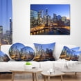 thumbnail image 3 of Designart Chicago River with Bridges at Sunset - Cityscape Throw Pillow - 16x16, 3 of 4