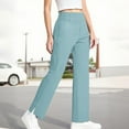thumbnail image 2 of Frostluinai High Waist Golf Pants Kids Stretchy Baggy Yoga Straight Leg Pants Solid Slit Hem Lounge Trousers for Girl Boy, 2 of 9