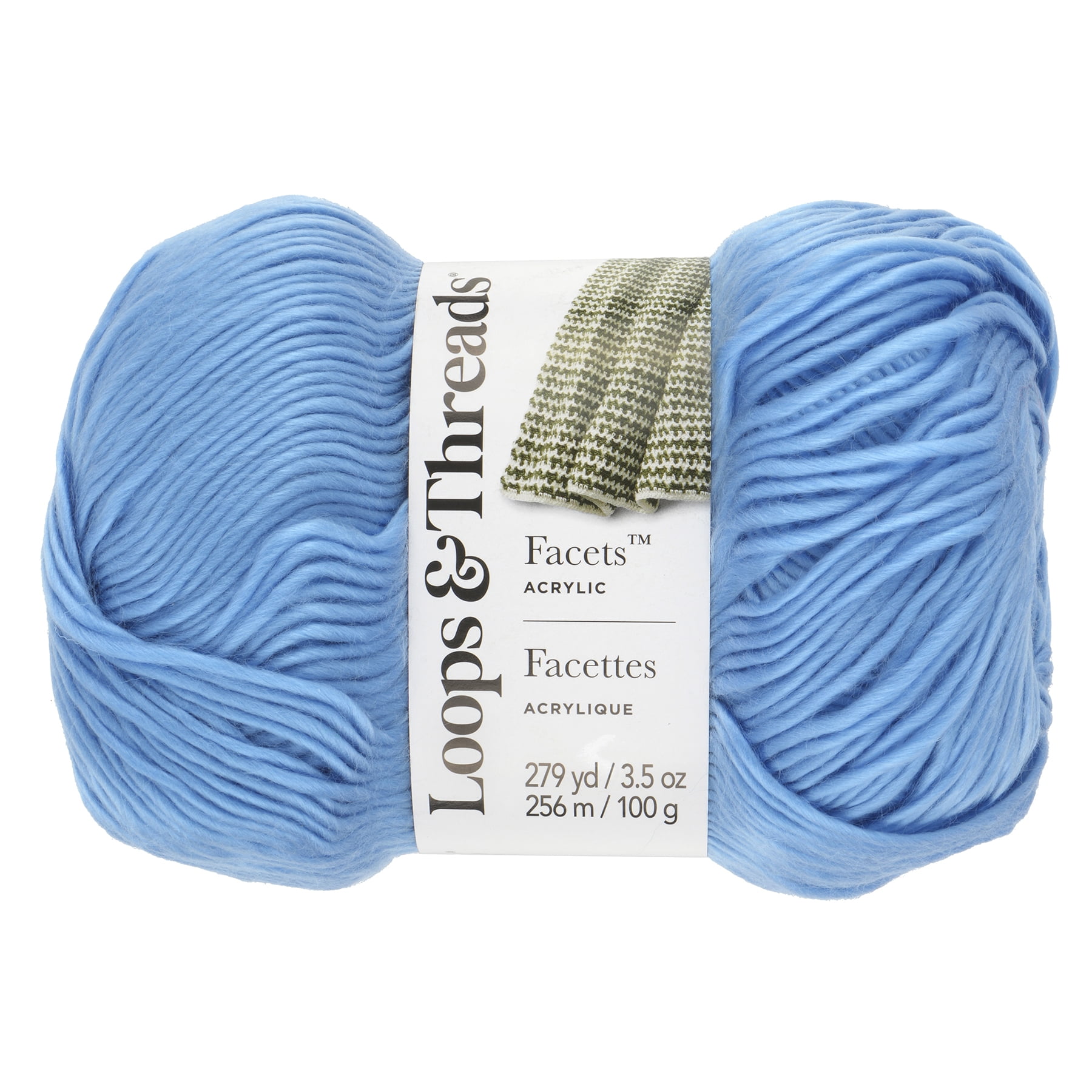 (3 pack) Facets Yarn by Loops & Threads - Yarn for Knitting - Crochet - Weaving - and Arts & Crafts - Blue - Acrylic - 3.5 oz