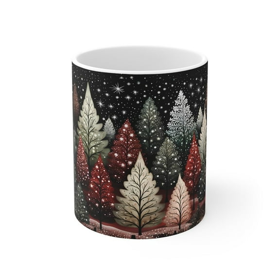 Enchanted Christmas Tree Mug, 11oz Accent Mug, Christmas Trees Design, Hot Chocolate Mug, Tea/Coffee Cup, Christmas Holiday Gift