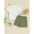thumbnail image 5 of FEORJGP Toddler Boys Summer Outfits 0-3Y Kids Short Sleeve Shirt Reverse Stitch V-Shape Pattern T-Shirts Crew Neck Tops Elastic Waist Shorts Newborn Loose Casual 2Pcs Daily Simply Clothes Set, 5 of 9