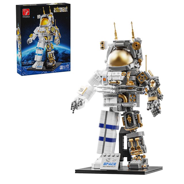 TYCOLE City Space Astronaut Building Toy Kit - Translucent Classic Spaceman Model Building Block Ensemble with Display Stand,Home or Office Deco,Gift Idea for Adults&Kids Ages 8 and Up (860P