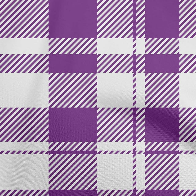 oneOone Cotton Silk Purple Fabric Check Craft Projects Decor Fabric Printed By The Yard 42 Inch Wide