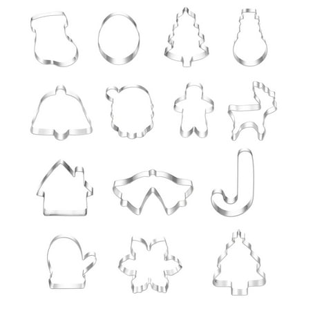 

NUOLUX 14pcs Xmas Stainless Steel Cookie Baking Molds Home Unique Baking Molds